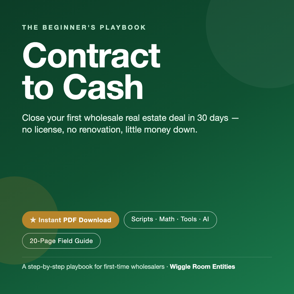 Contract to Cash: Your First Wholesale Deal in 30 Days (Beginner PDF Guide)