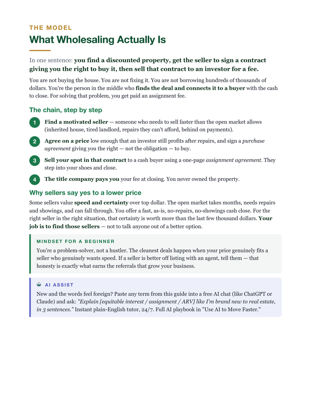 Contract to Cash: Your First Wholesale Deal in 30 Days (Beginner PDF Guide)