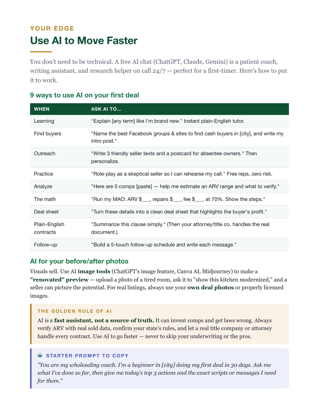 Contract to Cash: Your First Wholesale Deal in 30 Days (Beginner PDF Guide)