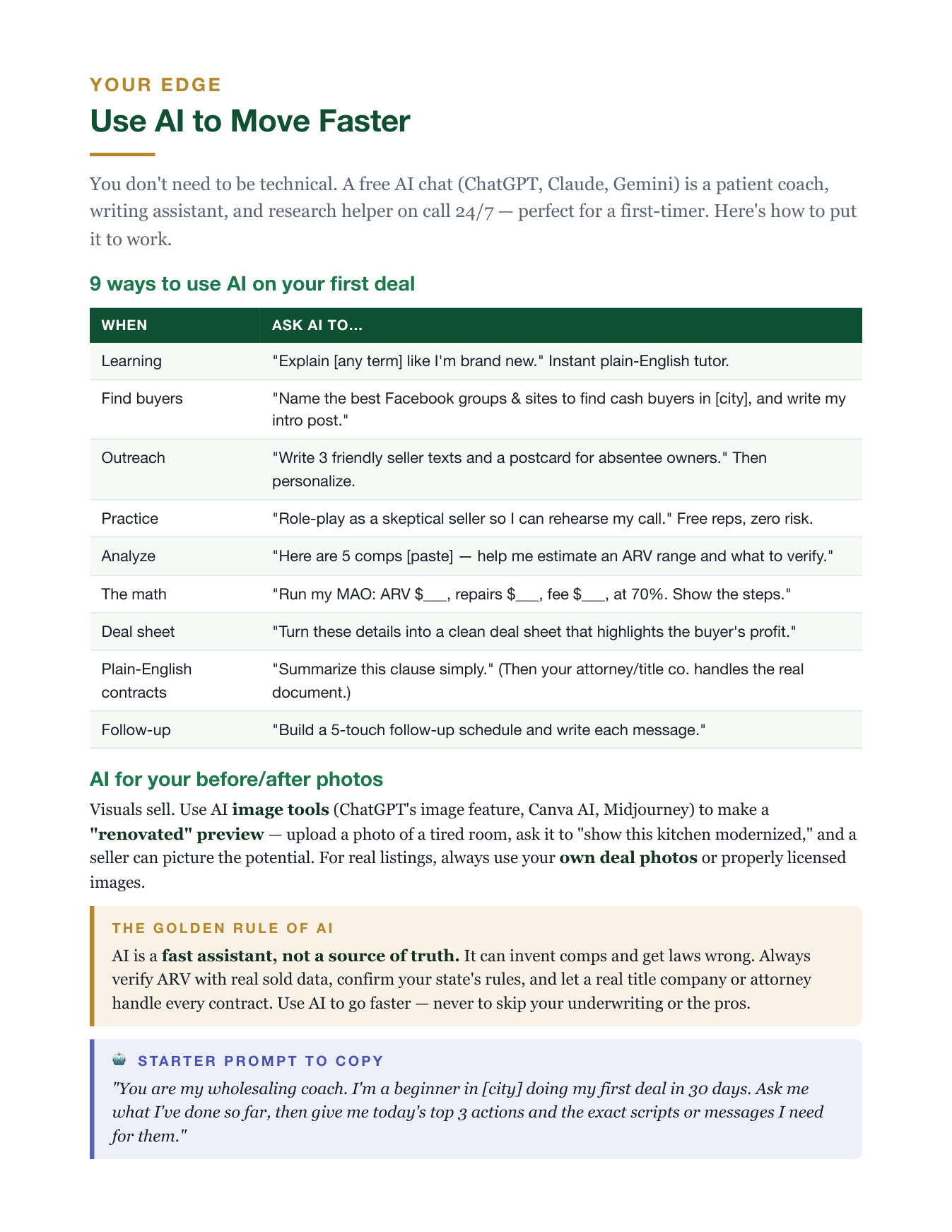 Contract to Cash: Your First Wholesale Deal in 30 Days (Beginner PDF Guide)